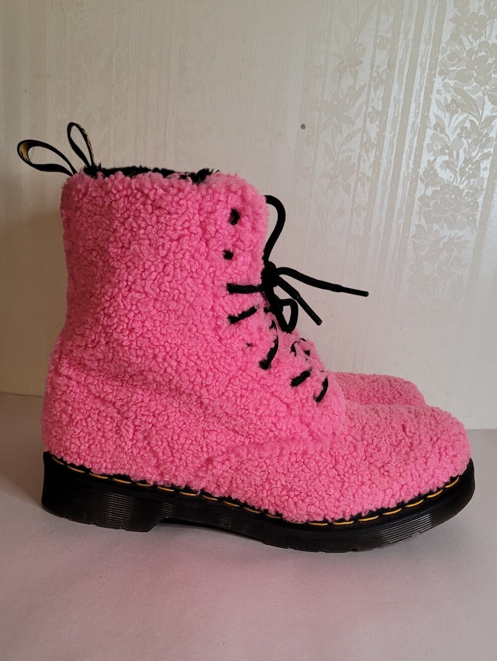 Dr Martens 1460 Pascal Pink Faux Shearling Boots - Picture 3 of 10